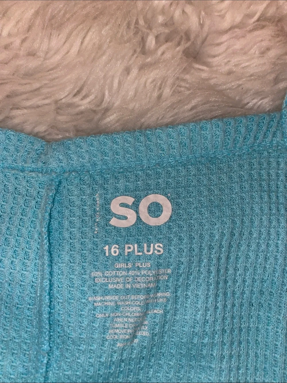 So Aqua Blue Waffle Knit Girls Romper